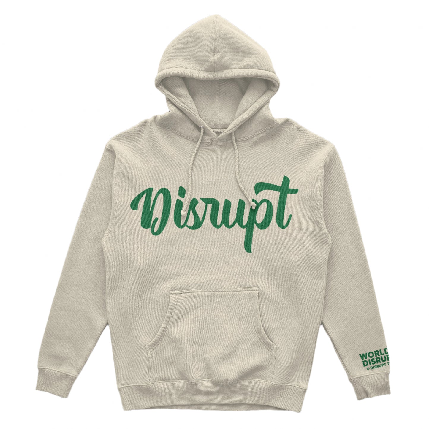 10oz Script Hoodie-Cream/Green