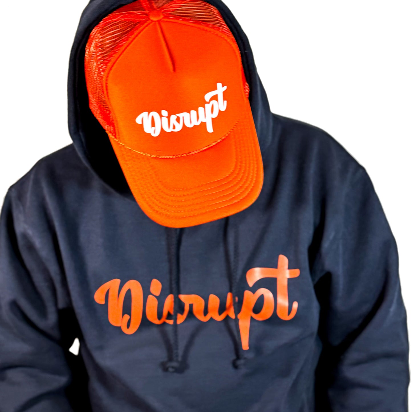 10oz Script Hoodie-Navy/Orange