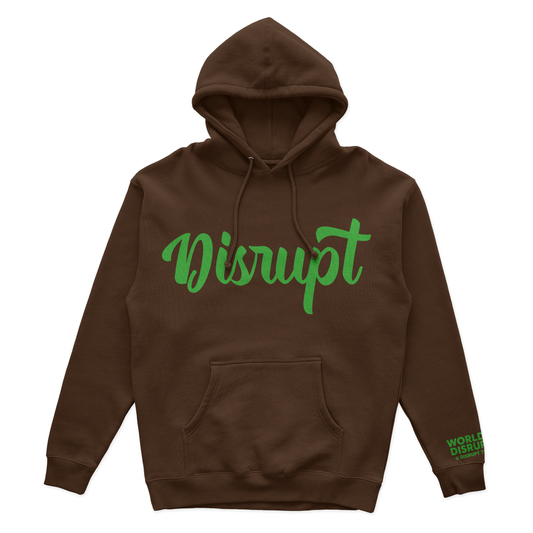 10oz Script Hoodie-Brown/Green