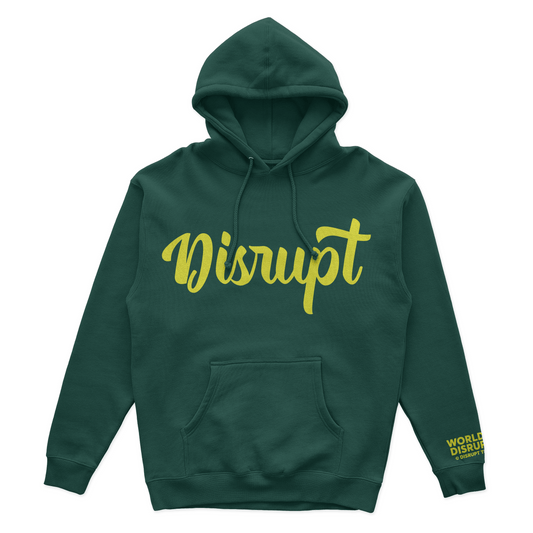 10oz Script Hoodie-Green/Yellow