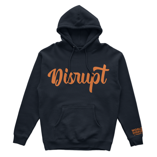 10oz Script Hoodie-Navy/Orange